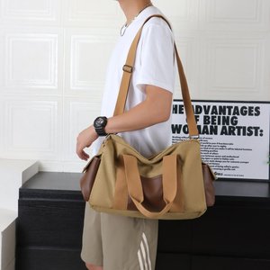 Sac fourre-tout en toile durable à grande capacité avec logo personnalisé, sac à bandoulière portable avec fermeture éclair, sac à main antivol, sac de voyage - Product Image 6
