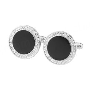 Mancuernillas de Esmalte Negro de Alta Calidad, Redondas, de Lujo Discreto, para Banquetes de Negocios y Camisas de Estilo Francés - Product Image 5