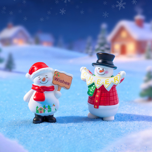 Support de Panneau de Noël en Résine Miniature, Figurine Festive Bonhomme de Neige, Adorable Petite Scène de Neige, Décoration DIY, Petits Ornements et Accessoires - Product Image 4