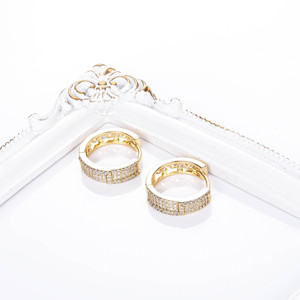 Bijoux CM Mode Boucles d'oreilles créoles plaquées or 18 carats Aretes De Oro Laminado Boucles d'oreilles Huggies serties de pierres Motif creux <span class=keywords><strong>Labyrinthe</strong></span> Femme - Product Image 5