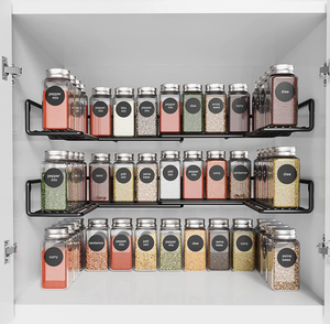 Spice Rack For Cabinet Metal Seasoning Rack Kitchen Countertop Spice Shelf Storage Organizer For Jars Sauces And Cans