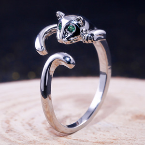 Anello Aperto a Forma di Gattino per Ragazze, Regolabile, Stile Street, Accessorio Gioiello per Outfit Quotidiani - Product Image 3