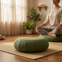 Coussin de méditation Zafu personnalisé pour yoga, en forme de lune, en sarrasin naturel, avec housse en coton zippée