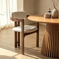 Ensemble de 2 chaises de cuisine rembourrées de style industriel minimaliste OEM/ODM, chaises de salle à manger en bois brun foncé pour cuisine et appartement