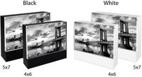 4x 6 Bingkai Foto Akrilik Magnetik Blok Kayu Hitam, Bingkai Kayu Akrilik