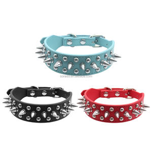 Werkseitig verstellbares Mikrofaser-Hunde halsband Langlebige Spikes Nieten Weiche Nieten Leder katzen Premium Spikes Halsbänder - Product Image 1
