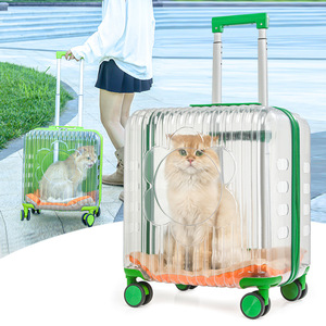 Pet Carrier Transparent <b>PC</b> Soft-Sided For Cats And Dogs With <b>Wheels</b> Foldable Breathable Travel Use - Product Image 3