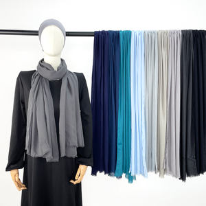 हॉट बिक्री मुस्लिम महिलाओं को हल्के वजन वाले सादे रंग मोडल हिजाब रायन कॉटन शॉल ब्लू ग्रे खिमर दुपट्टा 2025 - Product Image 4