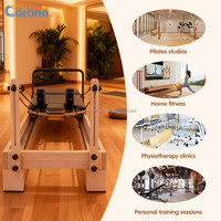Ensemble de Reformer Pilates en bois de chêne et d'érable pour studio de yoga, fitness professionnel, musculation et équilibre