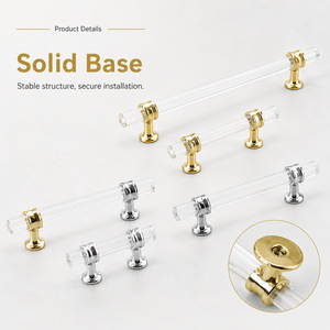 Transparent Cabinet <strong>Handles</strong> and Knobs <strong>Silver</strong> Finish for Kitchen <strong>Cupboard</strong> Wardrobe Vanity and Office Storage - Product Image 1