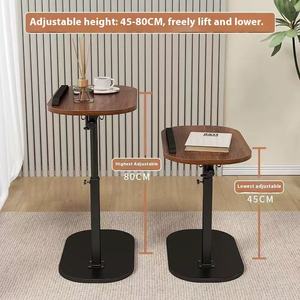 Tavolino da Caffè Girevole in Legno Massello, Design Moderno Color Noce, Piccolo Tavolino Regolabile per Divano e Comodino - Product Image 2