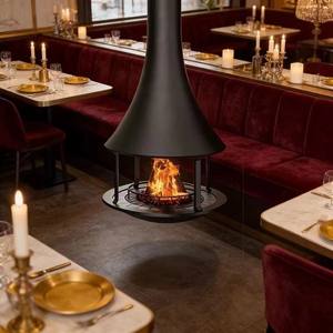 Chimenea Colgante Contemporánea de Acero Negro con Vista de 360 Grados para el Hogar - Product Image 5