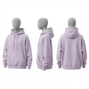 Sudadera con Capucha Unisex de Felpa Lavanda, Estilo Casual Oversize para Otoño, Diseño de Bolsillo en Color Sólido, Manga Regular, Estilo Tejido - Product Image 1