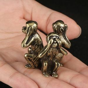 Pirinç heykeli üç maymun ev dekorasyonu zodyak maymun el sanatları süsler - Product Image 1