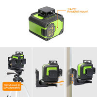 Huepar 3x360 903CR Laser avec batterie au lithium rechargeable, mode impulsion multi-extérieur, faisceau vert 3D, niveau laser 12 lignes