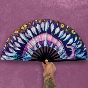 Cá Nhân 13 Inch Lớn Gấp Tay Người Hâm Mộ Tre Biểu Tượng Tùy Chỉnh Trung Quốc Truyền Thống Cổ Điển Clacking Sơn Khuyến Mãi <span class=keywords><strong>Fan</strong></span> - Product Image 3