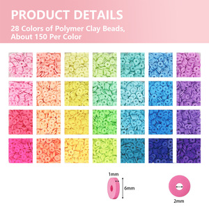 Polymer Clay Beads 28 Colors 6mm Round <b>DIY</b> Jewelry Making <b>Kit</b> For Bracelets Necklaces Beadwork - Product Image 1