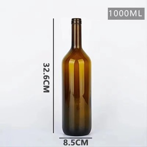 Bouteilles de liqueur en verre ambré foncé de 1000 ml avec bouchons en liège, capsules thermorétractables en PVC estampées or, vides, pour brassage maison, entonnoir à vin, vin mousseux - Product Image 4