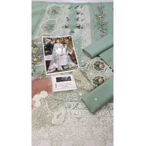 Ensemble de costumes non cousus 3 pièces de luxe en tissu lawn brodé, nouveau style, qualité supérieure, pour femmes, idéal pour les fêtes - Product Image 4