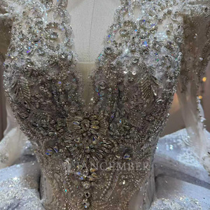 Robe de mariée gris argenté Lsjj121, robe de bal ornée de cristaux, Vestido De Novia Jancember - Product Image 4