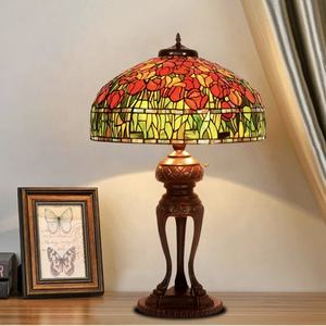 Lámpara de Techo Eléctrica Retro de Hierro Fundido con Diseño de Tulipán <span class=keywords><strong>Tiffany</strong></span> de 20 Pulgadas, Lámpara de Mesa Festiva para Bodas, Sala de Estar, Estudio, Hoteles - Product Image 2