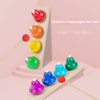 Pretend Play Early Educational Wooden Colorful Music Instrument Toys 8 Notes Music Bells Percussion for 2 4 Years Kids