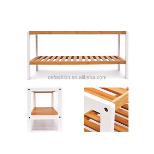 <span class=keywords><strong>Scarpiera</strong></span> in bambù <span class=keywords><strong>a</strong></span> 2 livelli con cornice bianca in legno - Product Image 2