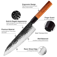 Couteau de chef professionnel en acier au carbone, couteau de cuisine japonais tranchant, manche octogonal en bois d'ébène, couteau de cuisine Gyuto