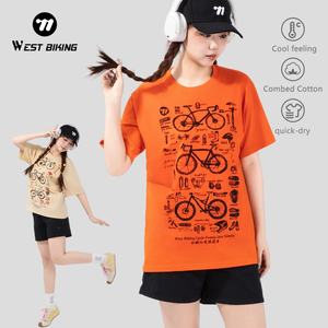 WEST BIKING Éléments de cyclisme surdimensionnés T-Short été décontracté haut de sport coloré drôle <span class=keywords><strong>motif</strong></span> de vélo t-<span class=keywords><strong>shirt</strong></span> respirant - Product Image 1