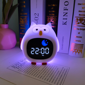 Calmante ayuda para dormir luz nocturna máquina de sonido simulación de Color amanecer despertar lámpara de noche Ideal reloj despertador en forma de búho para niños - Product Image 5
