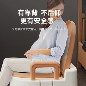Toilette portable pour personnes âgées, chaise d'intérieur en plastique épaissi avec accoudoirs et boîte de rangement - Product Image 4