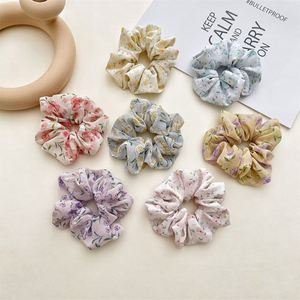 Scrunchies floraux mignons en tissu élastique pour femmes et filles, attaches pour queue de cheval, accessoires capillaires à imprimé floral, vente en gros - Product Image 2