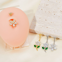 Piercing de nombril en laiton avec zircon de qualité 3A, bijou corporel élégant pour mariage et fiançailles