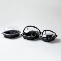 Boîte alimentaire à emporter en PLA écologique blanche de 6 pouces avec poignée pour gâteau, fruits, sushis (recyclable)