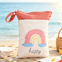 Sac étanche hypoallergénique OEM avec motif coucher de soleil et surf, pochette zippée anti-fuite pour enfants, idéal pour les vacances à la plage et les activités de plein air