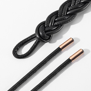 Ceinture fine en cuir PU noir Tiyo de 2,5 cm avec nœud chinois tressé à la main, style élégant pour robes, collection Printemps 2025 - Product Image 2