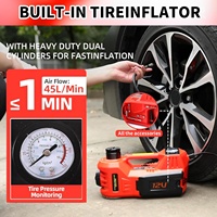 Cric hydraulique électrique 5T 12V avec pompe de gonflage de pneus, kit de levage de voiture automatique 3-en-1 pour SUV, berline et véhicule tout-terrain