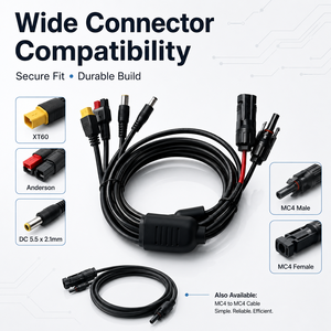 Câble adaptateur de panneau solaire <span class=keywords><strong>MC4</strong></span> vers 4-en-1 <span class=keywords><strong>XT60</strong></span> DC5521 pour station d'alimentation portable, câble de charge solaire étanche 14AWG - Product Image 1