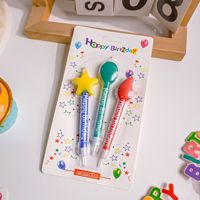 Ensemble de 3 bougies d'anniversaire en forme d'étoile de dessin animé de 10 cm de long, décorations colorées pour gâteau pour la fête d'anniversaire des enfants