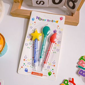 Juego de 3 Velas de <span class=keywords><strong>Cumpleaños</strong></span> con Forma de Globo de Estrella de Dibujos Animados de 10 cm de Largo, Decoración Colorida para Pastel para Fiestas de <span class=keywords><strong>Cumpleaños</strong></span> Infantiles - Product Image 4