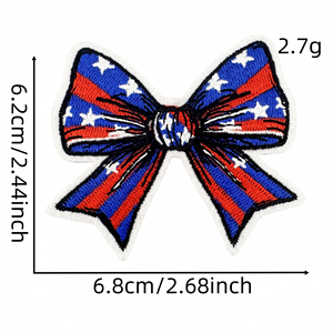 Parches Bordados con Lazo de la Bandera de EE. UU., Estilo <span class=keywords><strong>Coqueta</strong></span>, Lazo Patriótico, Aplique Termoadhesivo para el 4 de Julio, Decoración DIY para Ropa de Niñas - Product Image 4