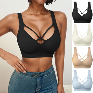 <span class=keywords><strong>Reggiseno</strong></span> liscio regolabile con spalline larghe a taglio incrociato traspirante in tinta unita <span class=keywords><strong>reggiseno</strong></span> senza cuciture da donna - Product Image 1
