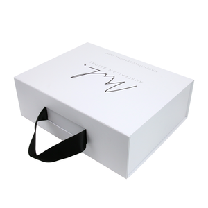 Sang trọng Vuông từ các tông giấy Quà tặng hộp có tay cầm biểu tượng tùy chỉnh lớn Hộp Quà Tặng màu trắng với nắp đóng từ tính - Product Image 3