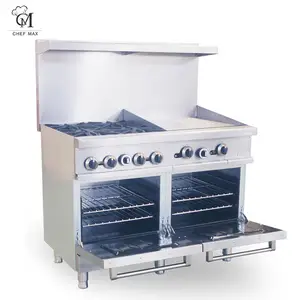 commercial gas range stove 4 6 burner gas cooker with oven and grill griddle / free standing gas stove with oven and grill
