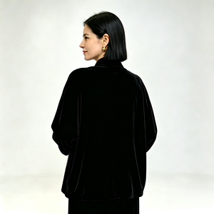 Chaqueta Tang de Terciopelo Negro Bordada para Mujer, Chaqueta Tradicional China con Cuello Alto, Manga Larga, Abrigo de Moda Cultural - Product Image 3