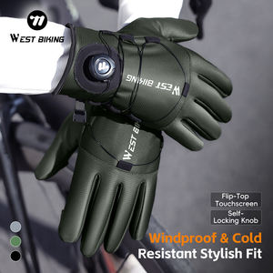 WEST BIKING Erwachsene Winter Selbstverriegelnde Fleece-Warme Fahrradhandschuhe mit Langen Fingern Rutschfeste Wasserdichte Handschuhe für Fahrrad Motorrad - Product Image 6