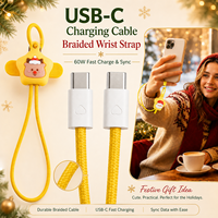 Câble de charge rapide invisible 60W USB-C vers USB-C avec bracelet tressé pour téléphone, tablette, ordinateur portable – Cadeau de Noël