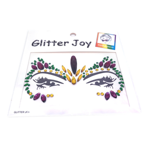 Décorations de fête Mardi Gras 2026 : Autocollants décoratifs en pierres précieuses or, vert et violet, tatouages faciaux pour <span class=keywords><strong>accessoires</strong></span> de festivité - Product Image 2
