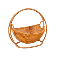 Panier de rangement circulaire en rotin plastique écologique Runda 2025, style quotidien, avec poignée, moderne, multifonctionnel, pour pique-nique, légumes, enfants