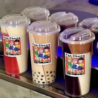 Nouveau style Gobelets en plastique jetables PP double paroi pour jus, bubble tea et boba, 16OZ 24OZ, Gobelet joint